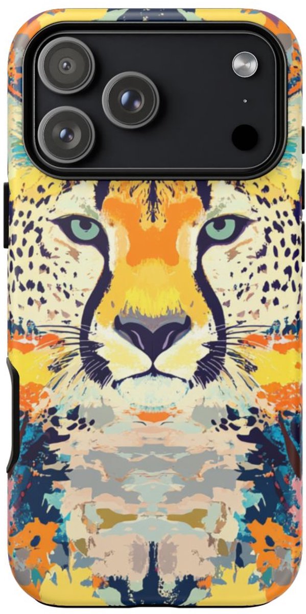 Kleurrijk Abstract Luipaardgezicht – Telefoonhoesje Geschikt voor iPhone 17 Pro Max
