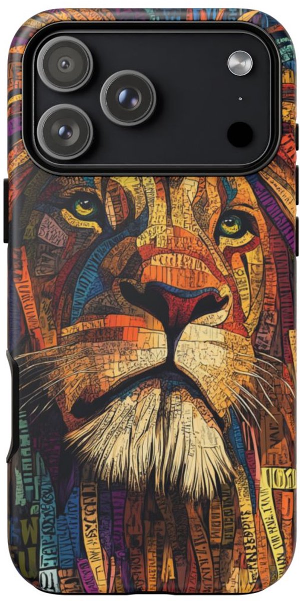 Kleurrijke Leeuw Woordkunst Illustratie – Telefoonhoesje Geschikt voor iPhone 17 Pro Max