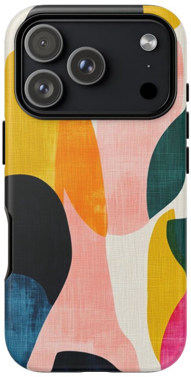 Abstracte Kleurrijke Vormenpatroon – Telefoonhoesje Geschikt voor iPhone 17 Pro