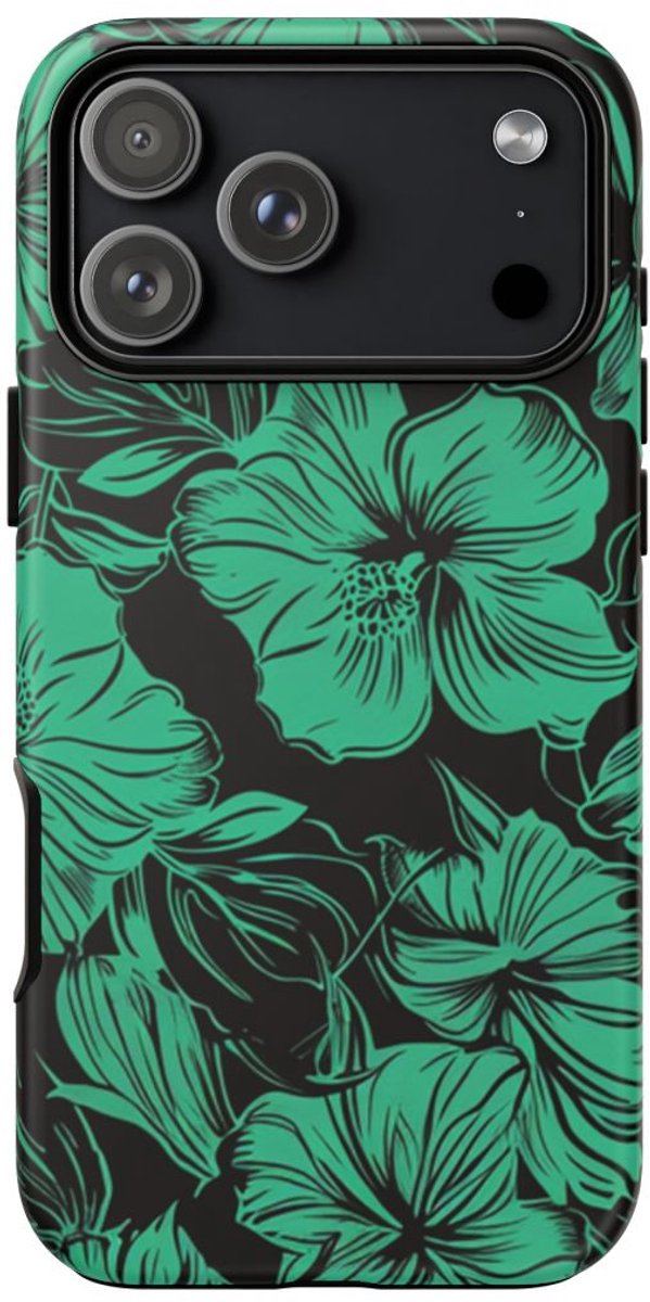 Groen Hawaïaans Bloemenpatroon – Telefoonhoesje Geschikt voor iPhone 17 Pro Max