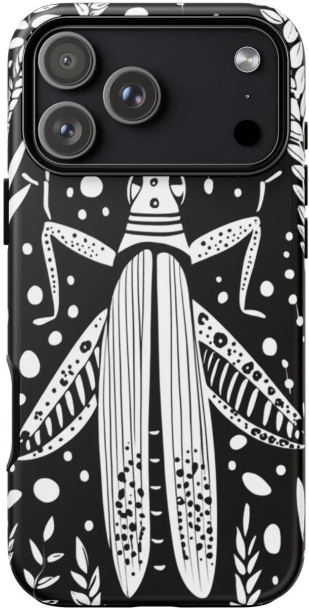 Zwart-Wit Sprinkhaanpatroon – Telefoonhoesje Geschikt voor iPhone 17 Pro Max