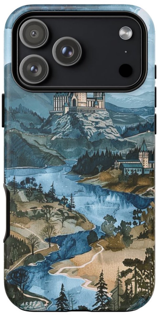 Aquarel Kasteel Landschap Illustratie – Telefoonhoesje Geschikt voor iPhone 17 Pro Max