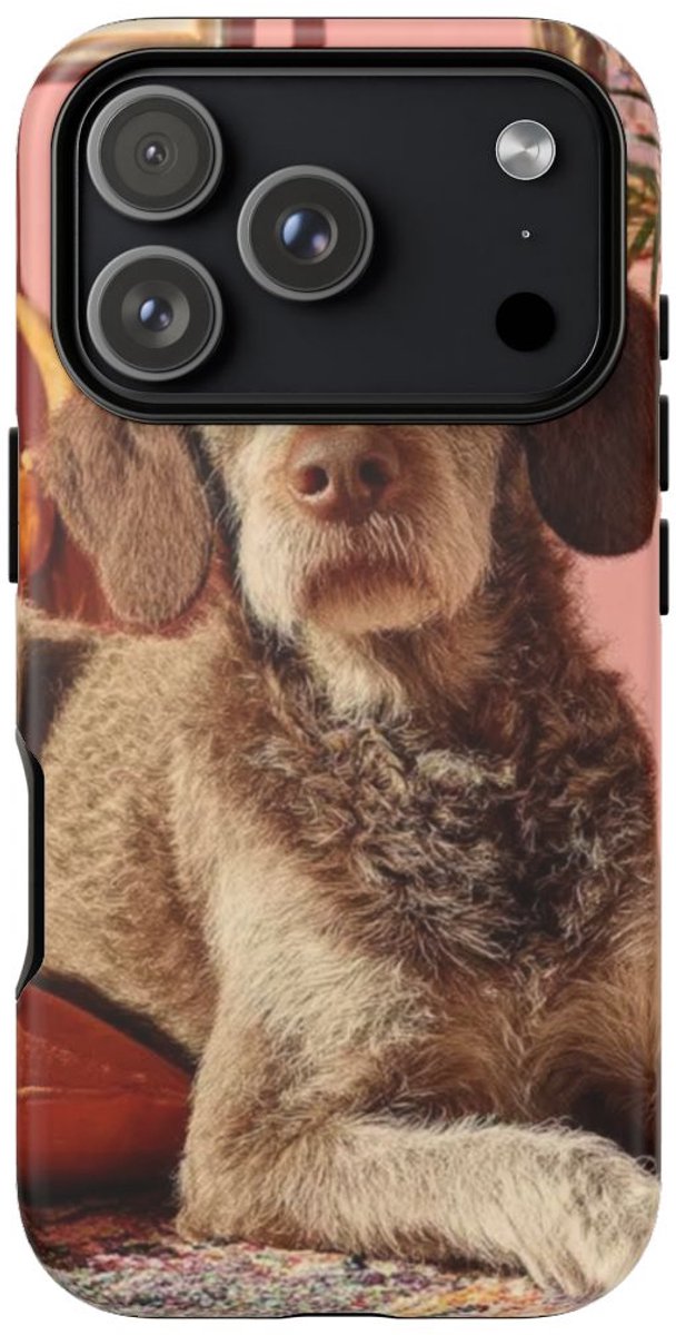 Bruine Hond in Gezellige Kamer – Telefoonhoesje Geschikt voor iPhone 17 Pro