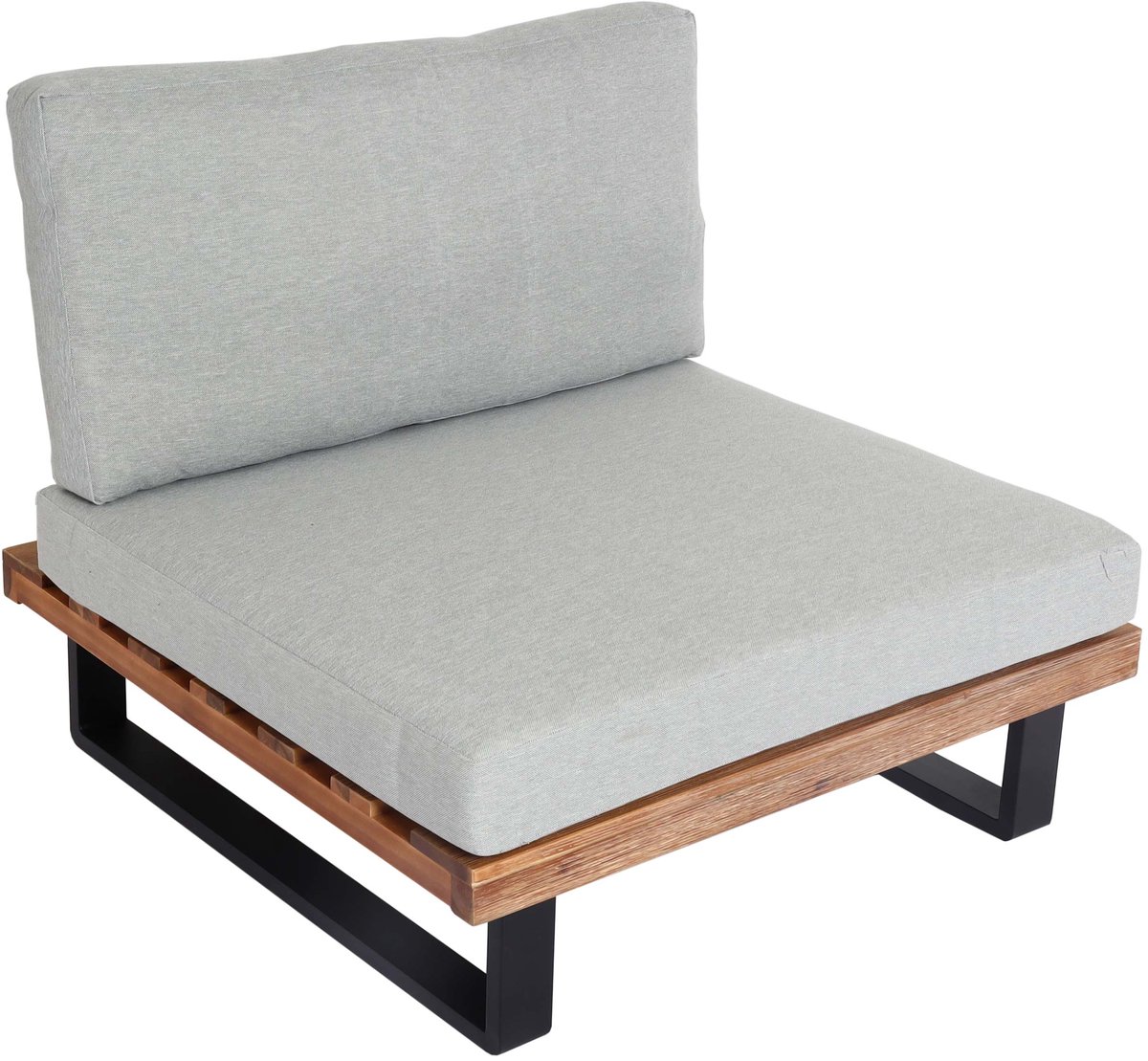 Loungefauteuil MCW-H54, tuinfalteuil, Spun Poly acaciahout MVG-gecertificeerd aluminium ~ lichtbruin, bekleding lichtgrijs
