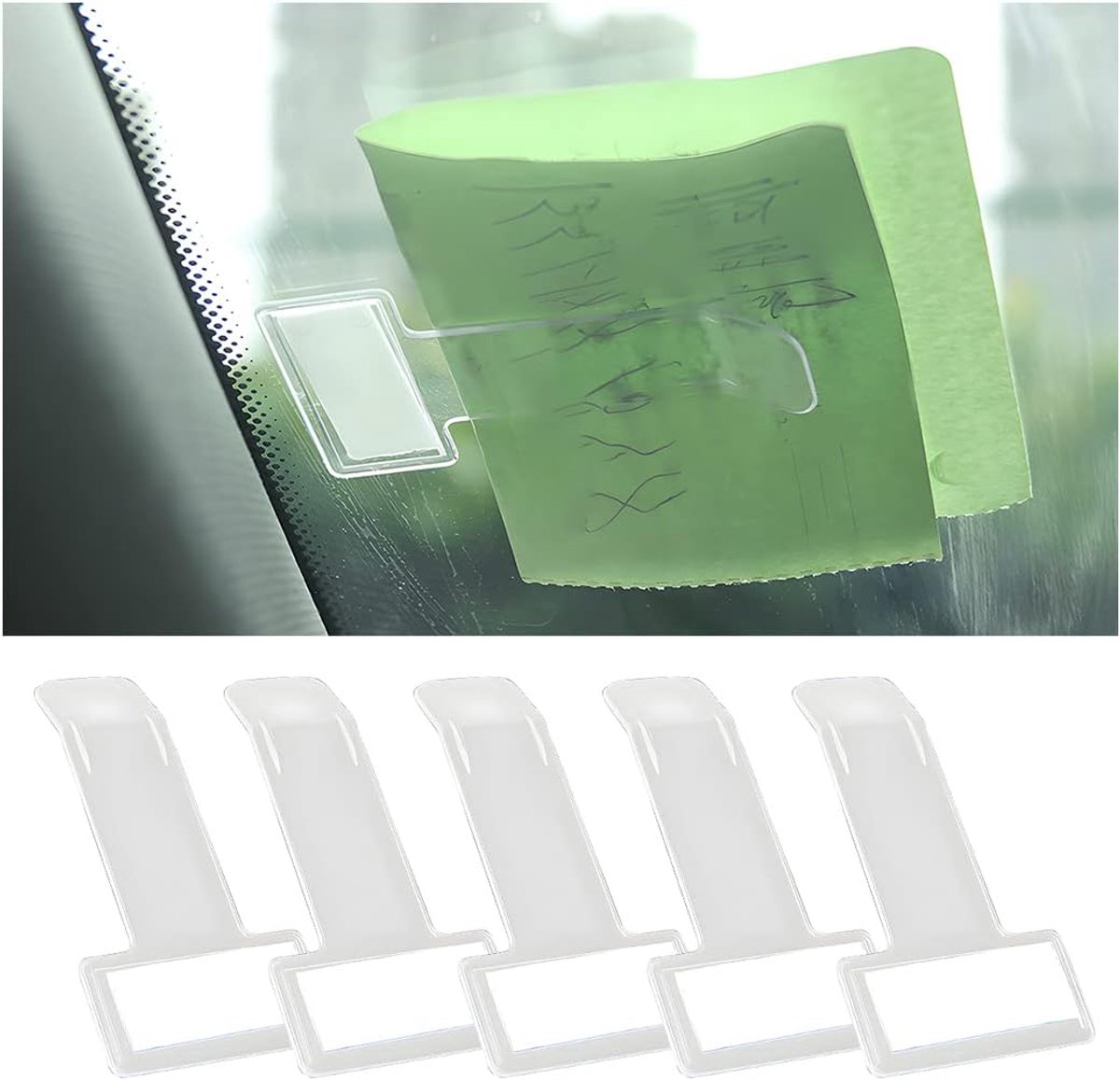 Image of 5 stuks transparante kaarthouders voor auto - ticketclip voor voorruit - parkeerkaartclip van kunststof voor auto - vrachtwagen en caravan