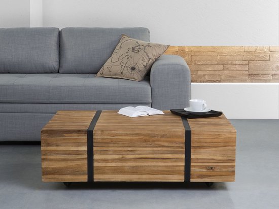 BELIANI GANDER - Salontafel - Lichte houtkleur - Teakhout