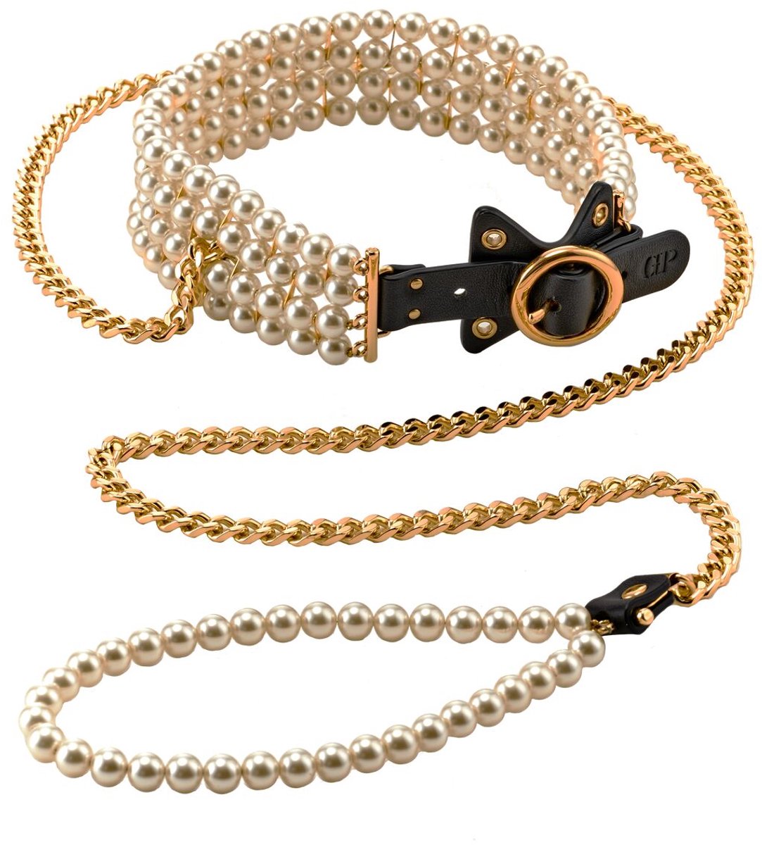 Guilty Pleasure Luminious parel riem en halsband - Zwart