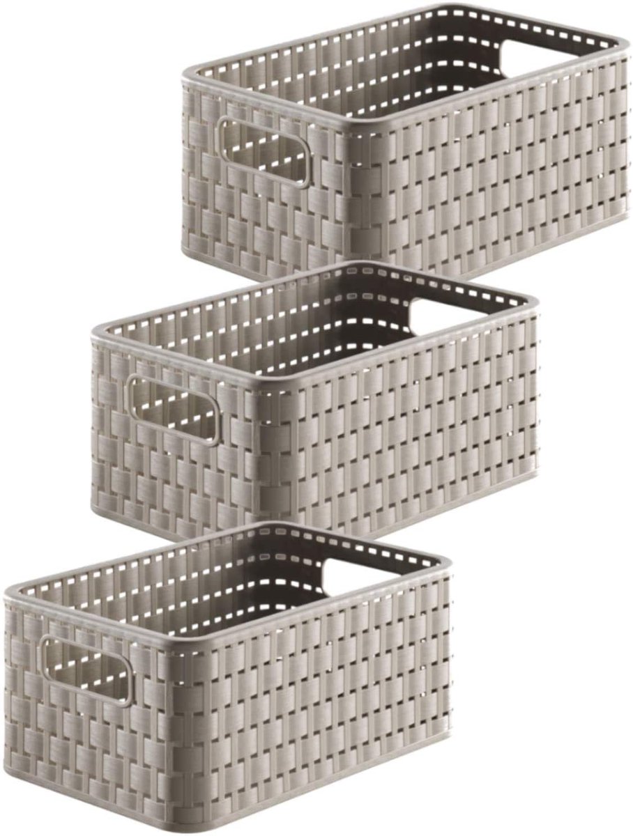 Ibenzoa® Set van drie stijlvolle opbergmanden in rotan-stijl voor diverse toepassingen
