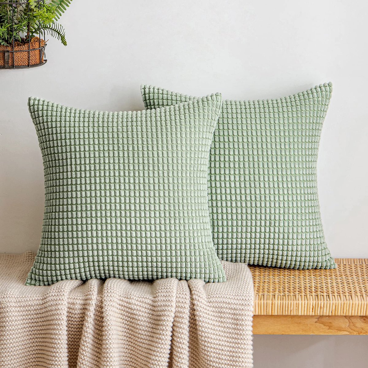 Azomor® Set van 2 decoratieve kussenhoezen voor sofa of woonkamer 40x40 cm