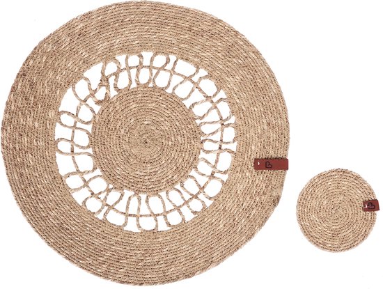 BELIANI PEPPERBERRY - Set de 12 sets de table et dessous de verre - Naturel - Jute