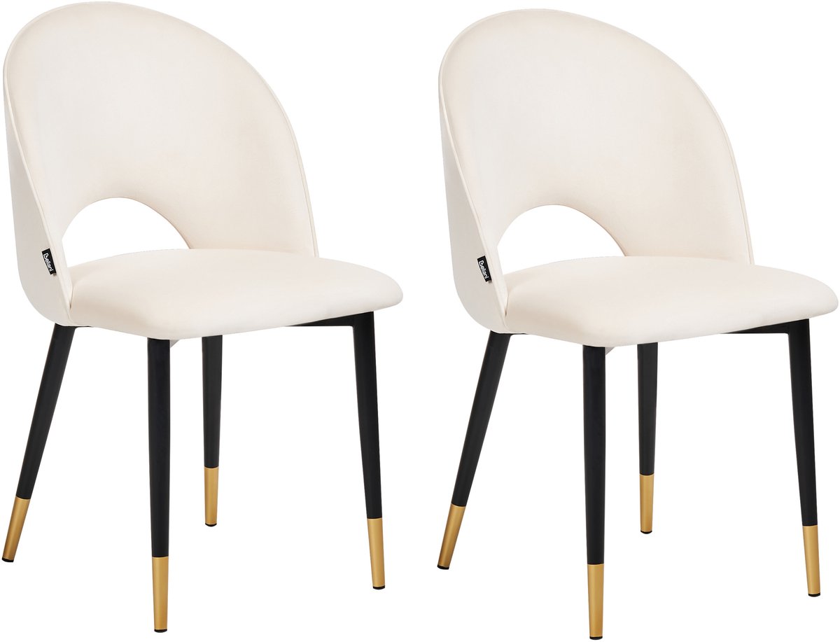 MAGALIA - Eetkamerstoelen set - Lichtbeige - Fluweel