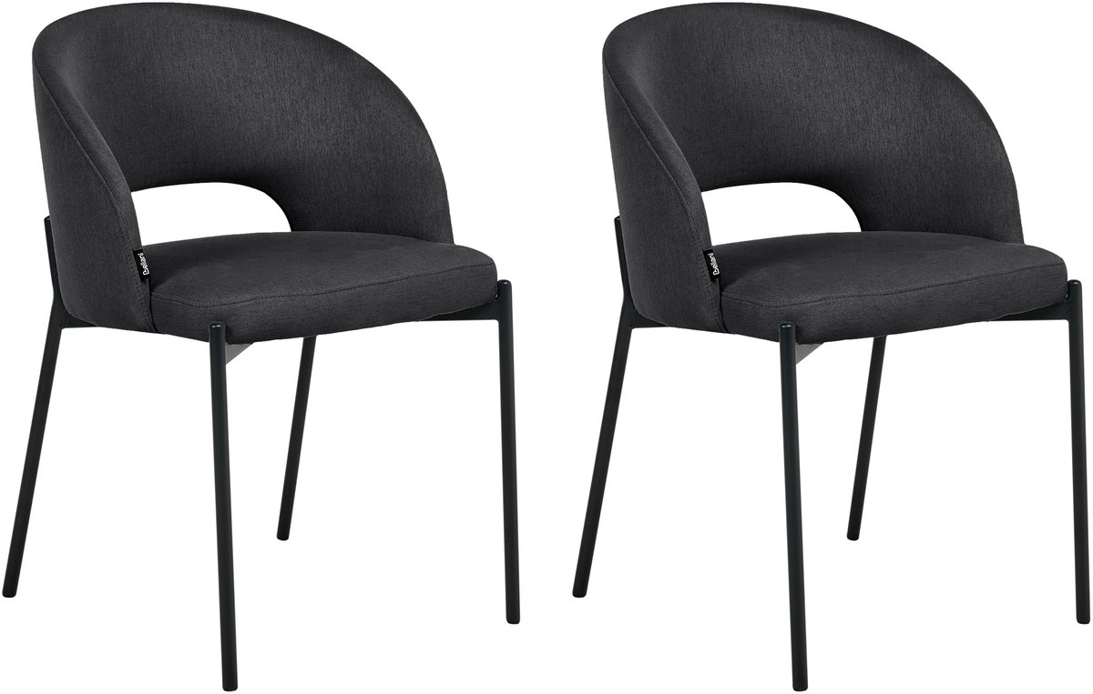 PENNY - Eetkamerstoel set van 2 - Zwart - Polyester