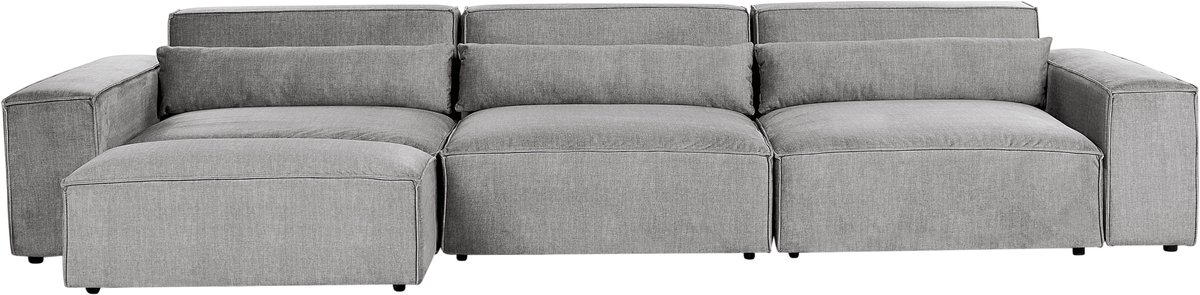HELLNAR - Driezitsbank met ottomaan - Grijs - Polyester