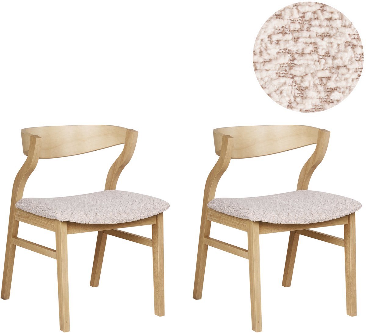 Beliani YUBA - Eetkamerstoel set van 2 - Lichtbruin/Lichtbeige - Fluweel