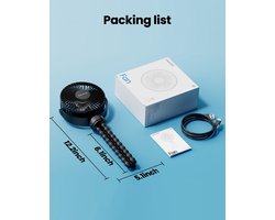 Draagbare Mini Ventilator voor Kinderen, Oplaadbare Clip-On Ventilator met 3 Snelheden en 360° Rotatie