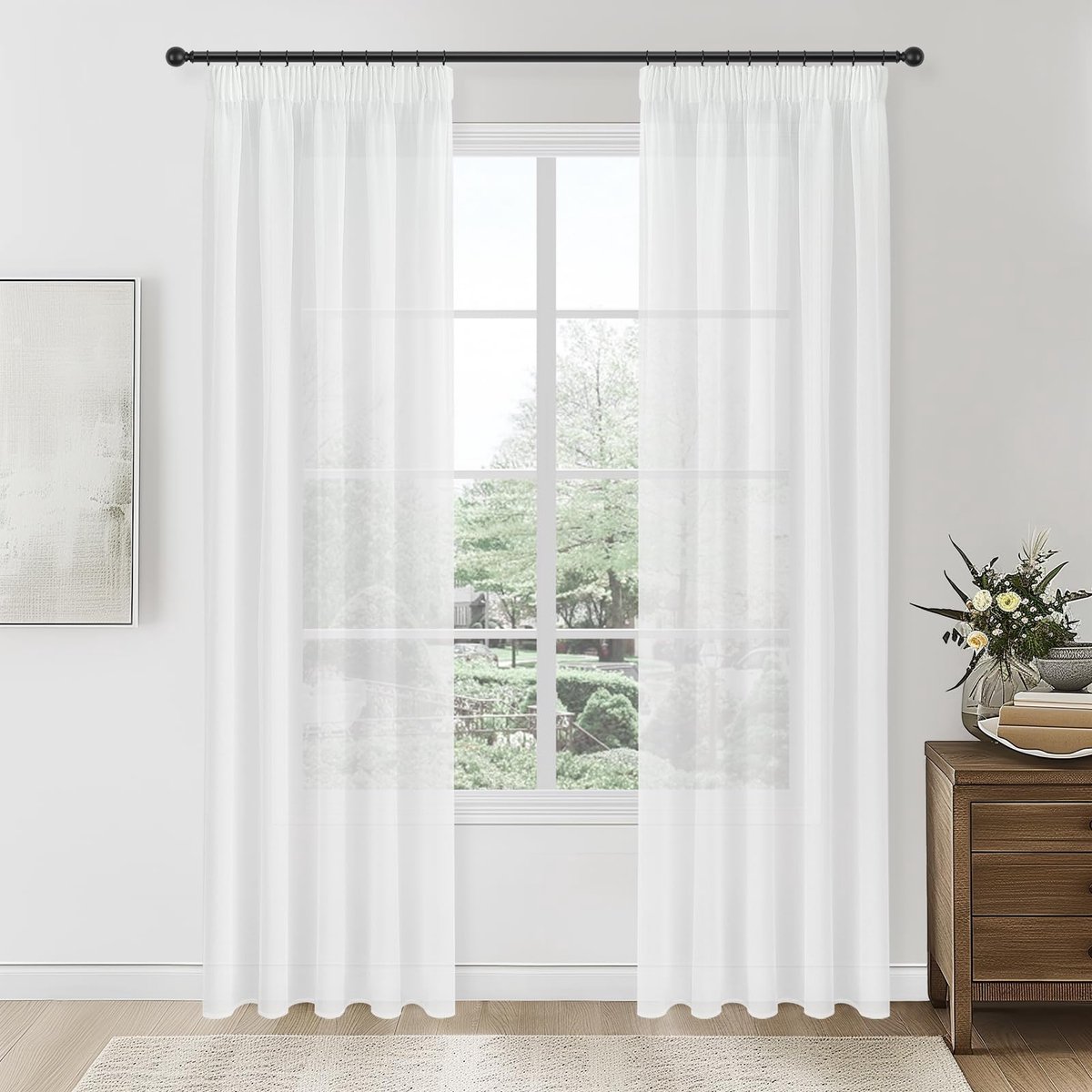 Ibenzoa Beige semi-transparante gordijnen voor sfeervolle woonkamerinrichting Crème