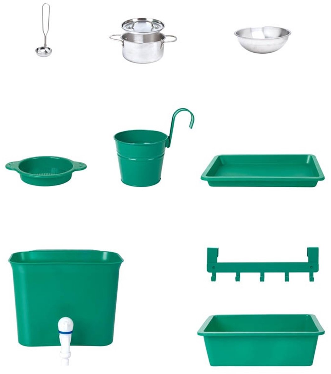 Hape Premium Buitenkeuken Modderkeuken - Speelkeuken Buiten met Watertank en Kraan - Duurzaam Hout - 3 Jaar+ — afbeelding 10