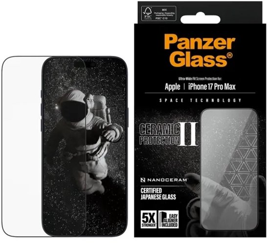 PanzerGlass Ultra-Wide Fit Ceramic II Apple iPhone 17 Pro Max Screenprotector