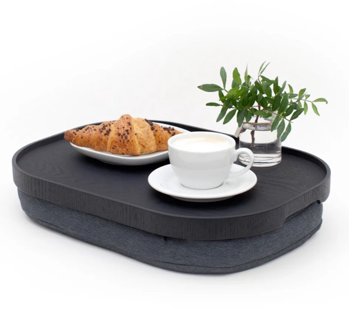 Bosign - Schootdienblad - Laptray - Curveline - Antislip - Zwart Wilgenhout– Ovaal – Large - 47 x 34 x 6,5 cm