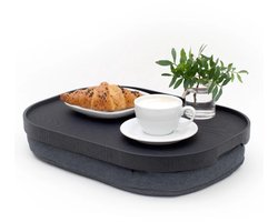 Bosign - Schootdienblad - Laptray - Curveline - Antislip - Zwart Wilgenhout– Ovaal – Large - 47 x 34 x 6,5 cm