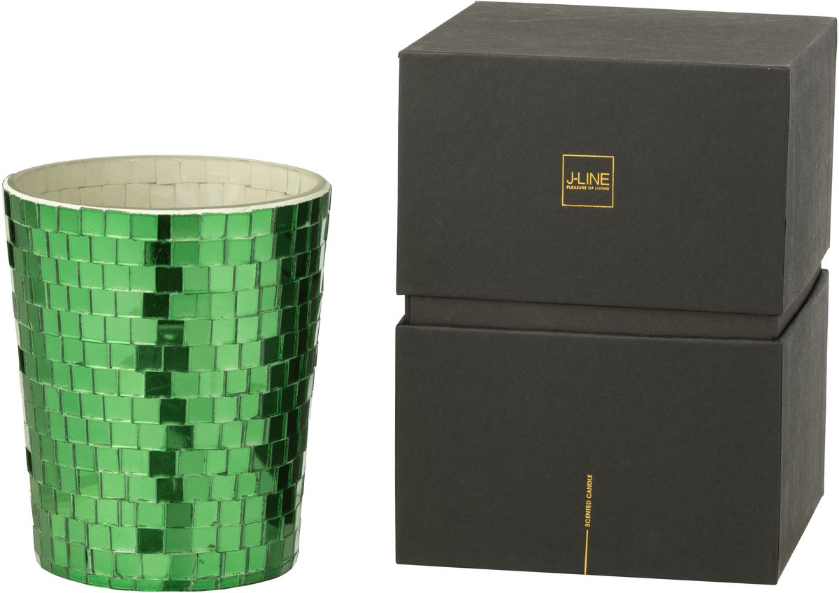 J-Line geurkaars Spiegel - Tea & Herbs - glas - groen