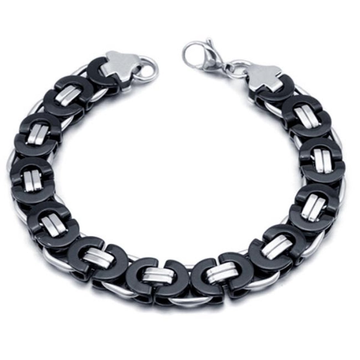 Stalen heren armband Mendes Koningsschakel Zwart - 23cm