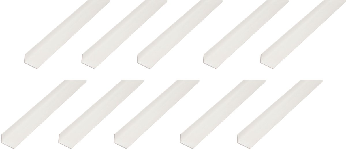 Alberts 10 x hoekprofiel, PVC, wit, 40 x 10 x 1 mm, lengte 1 m