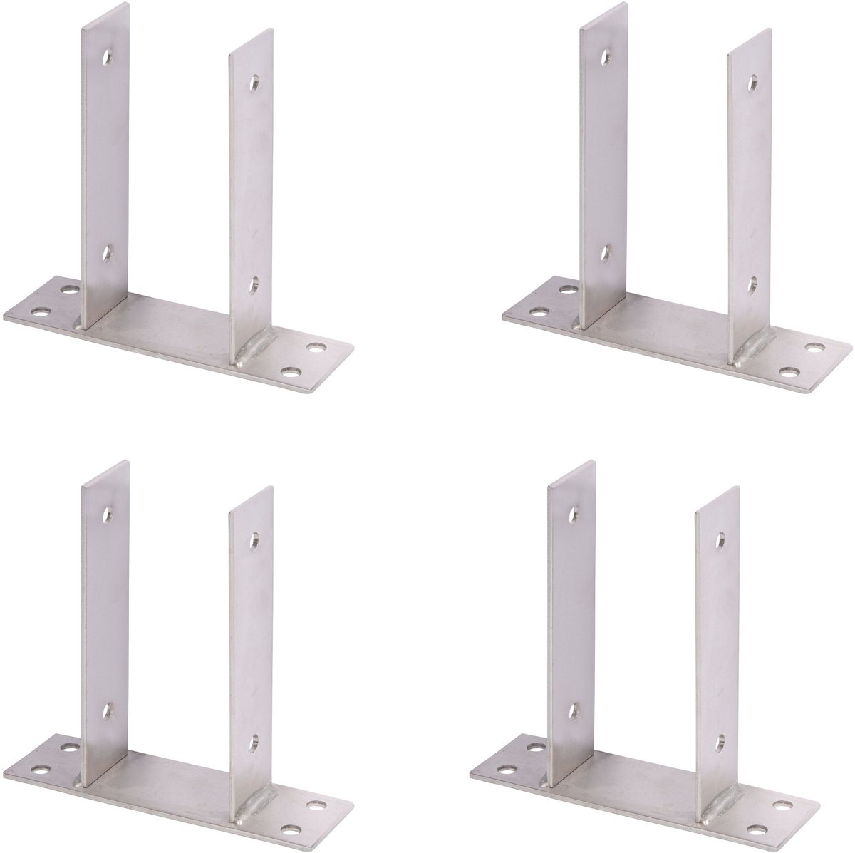 Alberts 4 x U-paaldrager, voor opschroeven, roestvrij staal, voor houten palen 91 mm, hoogte 200 mm