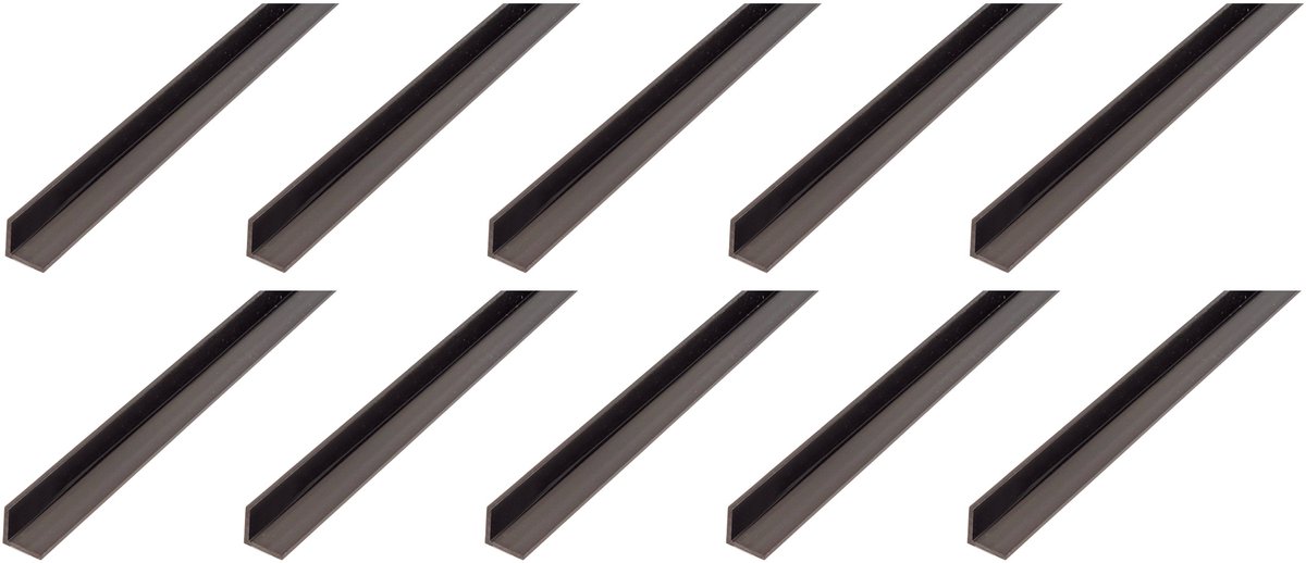 Alberts 10 x hoekprofiel, PVC, zwart, 30 x 30 x 2 mm, lengte 1 m