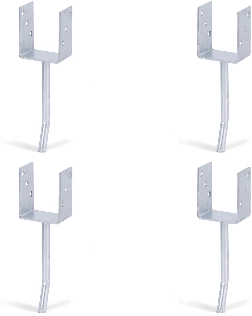 Alberts 4 x U-paaldrager mit Rundstahl-betonanker, 81x104 mm, betonanker 200 mm, thermisch verzinkt, voor inbetonneren