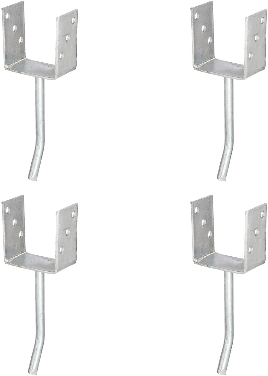 Alberts 4 x U-paaldrager mit Rundstahl-betonanker, 101x104 mm, betonanker 200 mm, thermisch verzinkt, voor inbetonneren