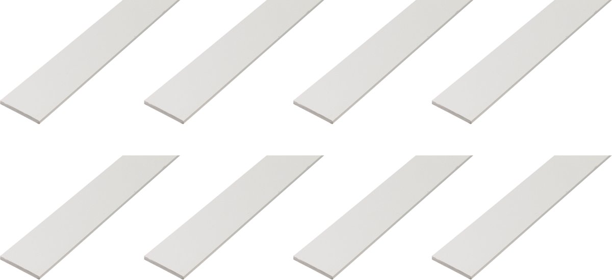 Alberts 8 x platstaal, PVC, weiß, 25 x 2 mm, lengte 1 m