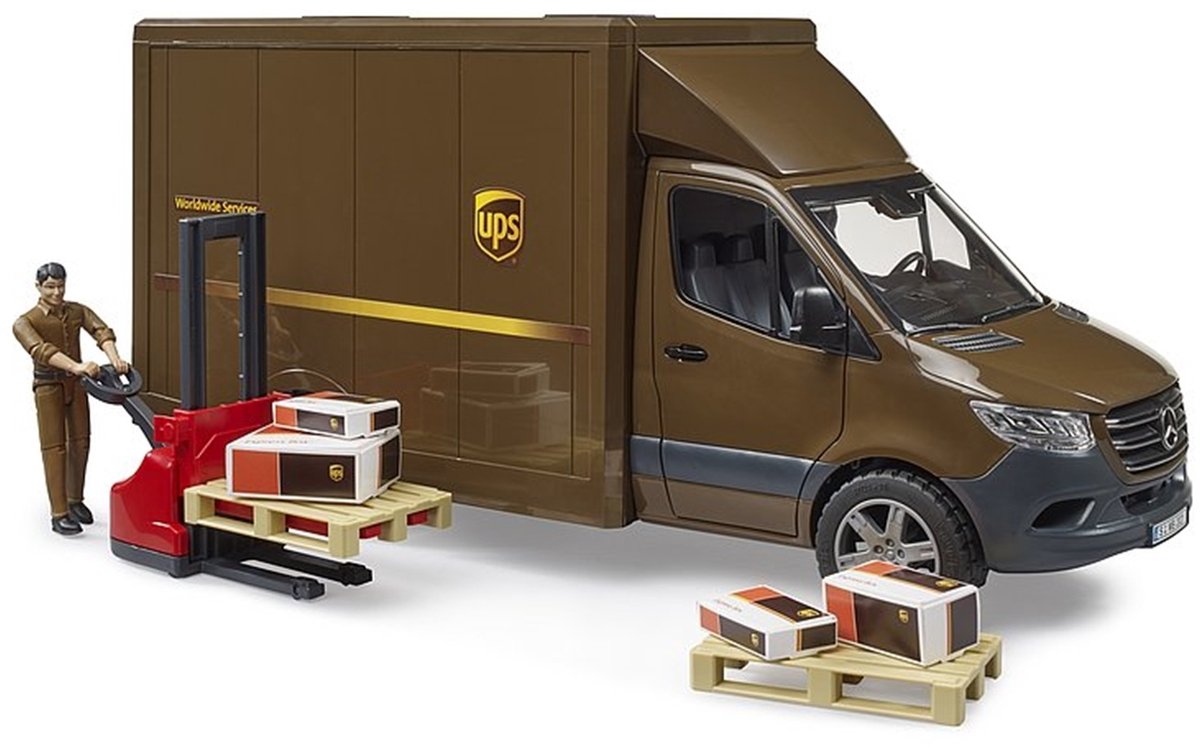 bruder MB Sprinter UPS met chauffeur en toebehoren modelvoertuig thumbnail 2