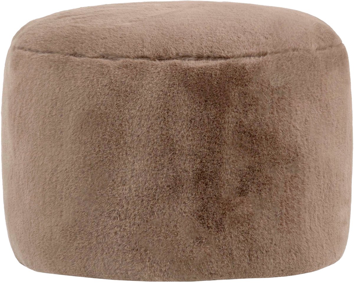 icon - Milano Poef - Ronde Zitzak Hocker - Fluffy Pluche Imitatiebont - Mocha