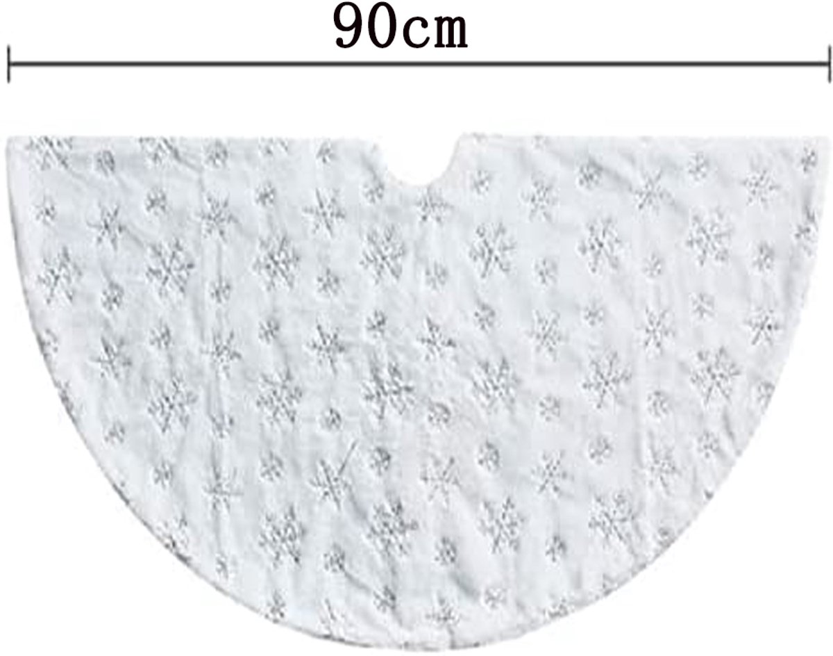Kerstboom-Rok-Rond-Sneeuwvlokken-Gouden-Kerstboomrok-90CM