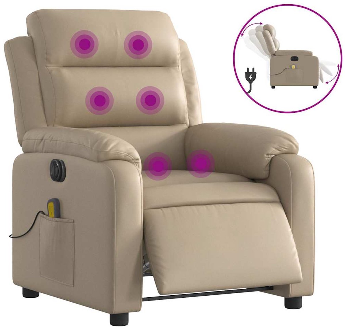 vidaXL Massagestoel - verstelbaar - elektrisch - kunstleer - cappuccinokleurig