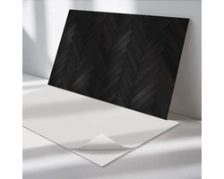 Wallfluent Vinyl Wandpaneel - Visgraat Parketpatroon Vinyl Wandbekleding - 120 cm x 60 cm - Zwart PVC wandpaneel - Verpakking van 1 stuk - Rechthoekig Wandbekleding Vinyl - Texturen Wandpaneel - Zelfklevend Muurpaneel - Wandpaneel Keuken en Badkamer