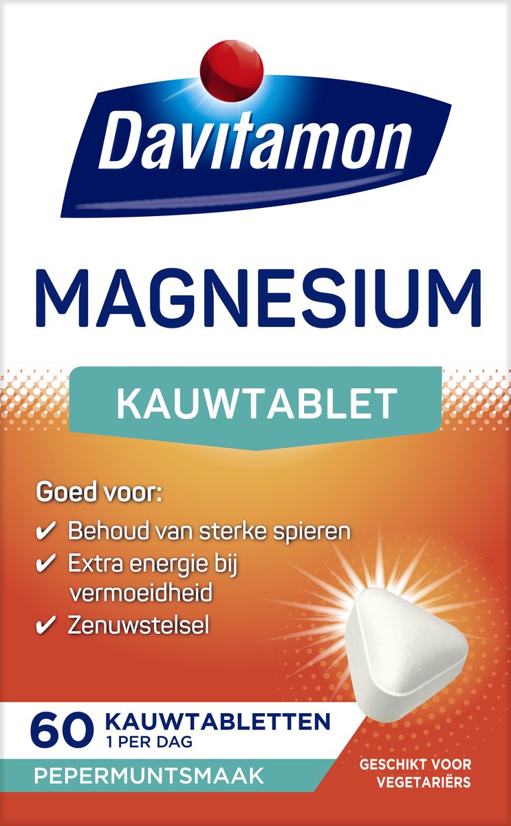 Davitamon Magnesium - Magnesium tabletten - Voedingssupplement- 60 Magnesium kauwtabletten