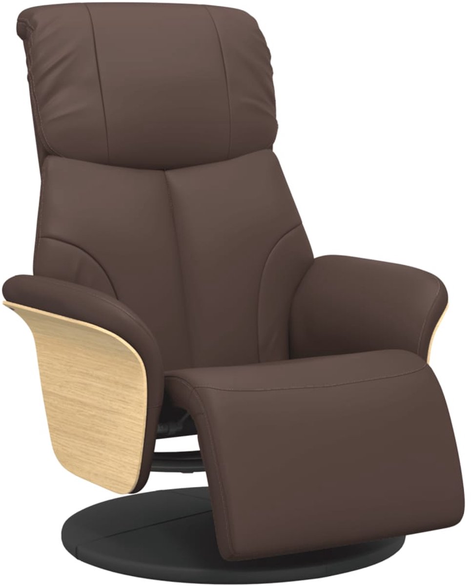vidaXL Fauteuil - verstelbaar - met - voetensteun - kunstleer - bruin