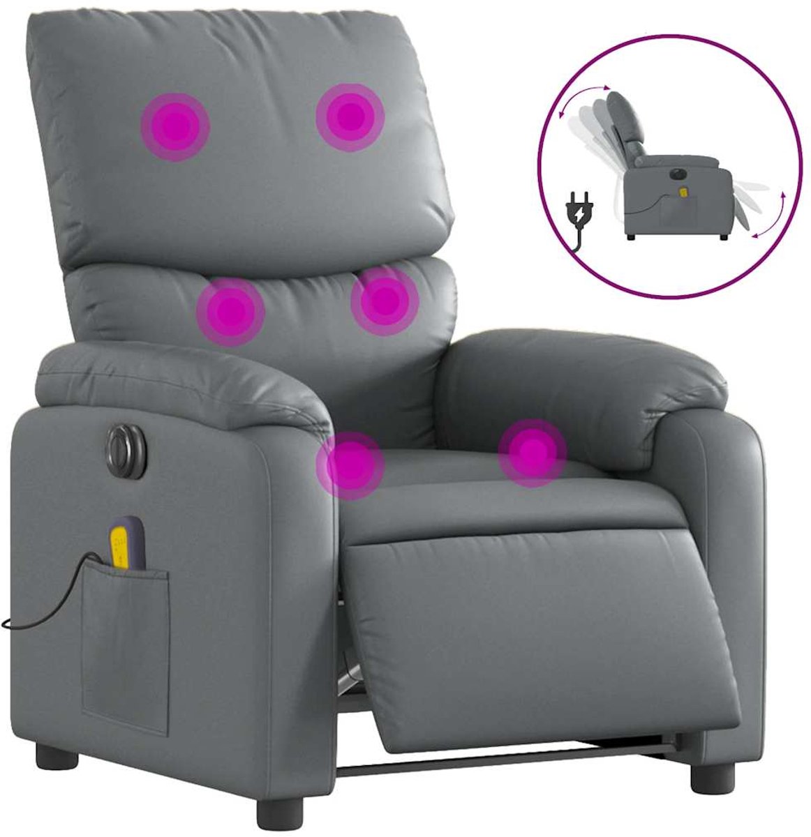 vidaXL Massagestoel - verstelbaar - elektrisch - kunstleer - grijs