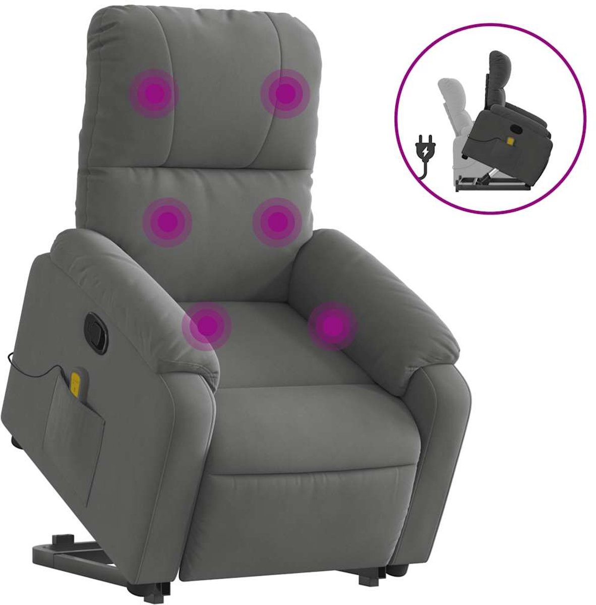 vidaXL Sta-op-massagestoel - verstelbaar - microvezelstof - donkergrijs