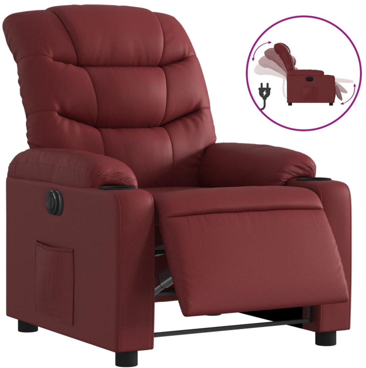 vidaXL Fauteuil - verstelbaar - elektrisch - kunstleer - wijnrood