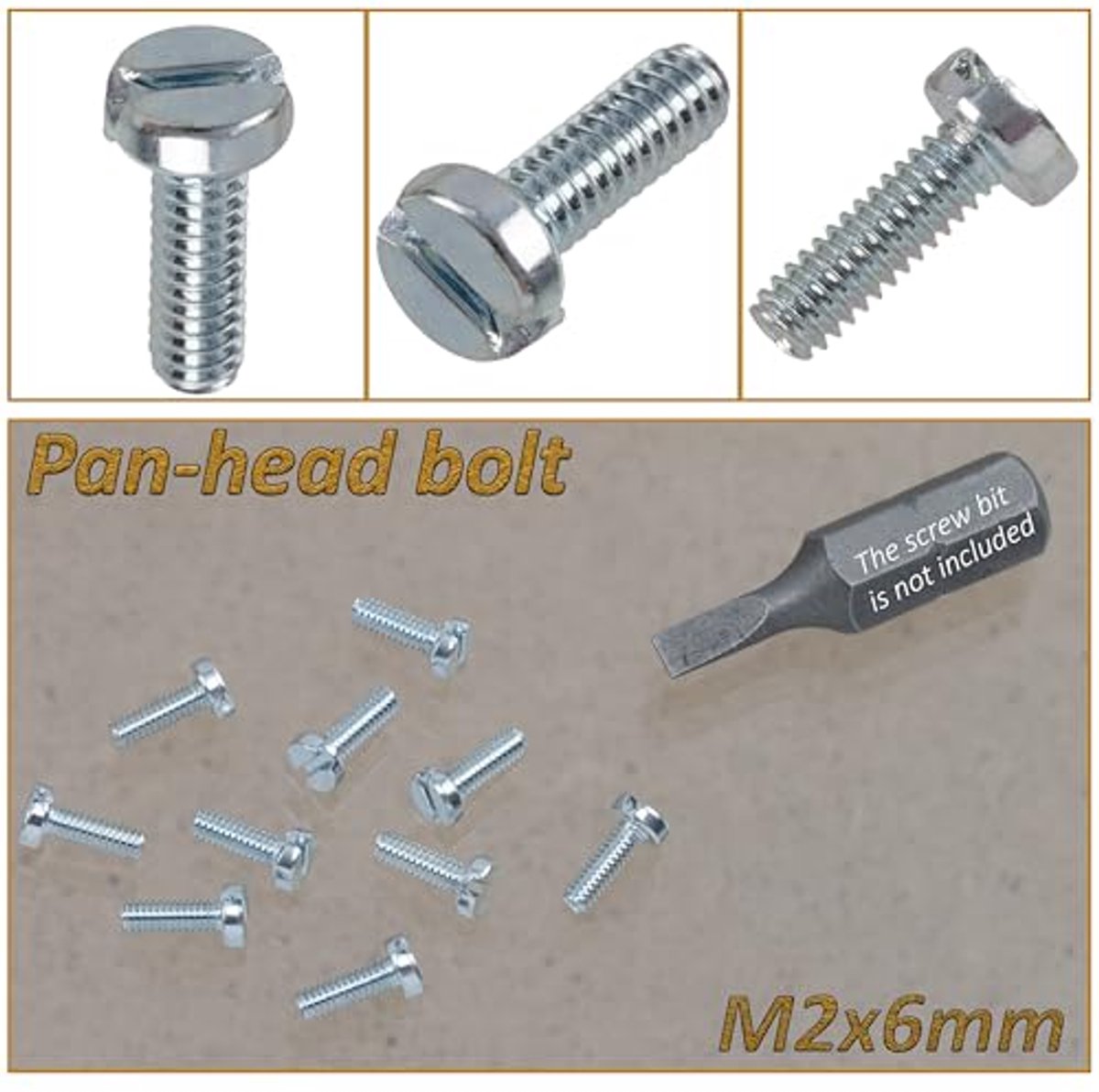 C18164 - Set van 10 Metalen Schroeven M2 x 6 mm - Cilinderkop - SL Sleuf - Staal - Zilver