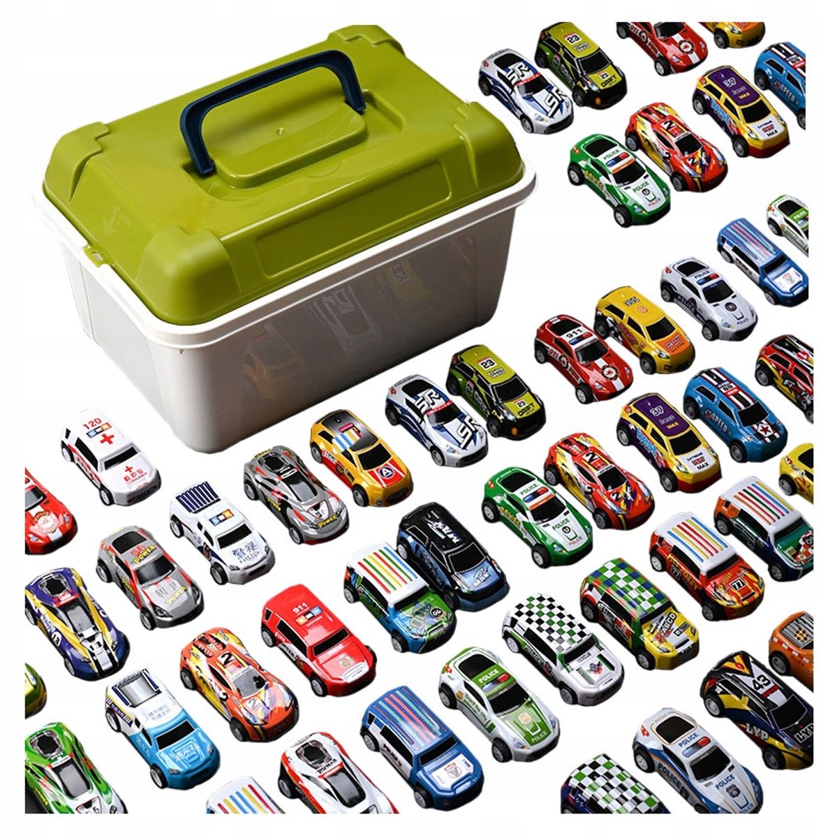50 Metalen Auto's met Pull-Back Motor en Koffer