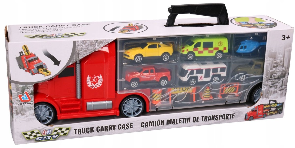 Autotransporter Garagespeelgoed 3-in-1 met racebaan