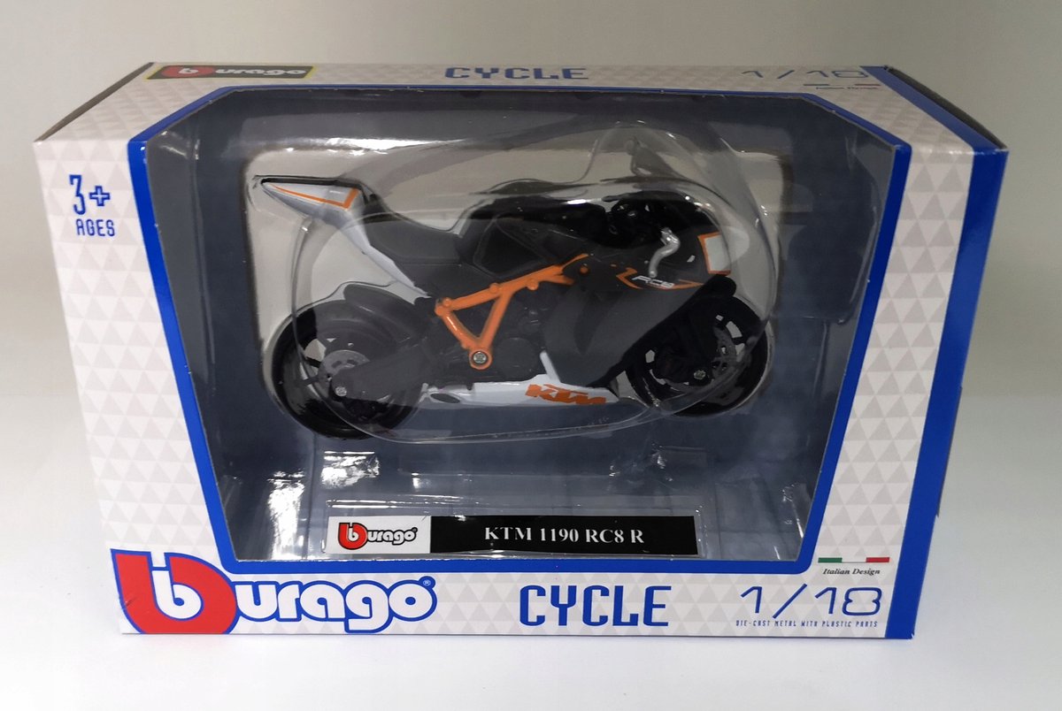 Bburago Schaalmodel Motor 1:18 KTM 1190 RC8 R - Metaal