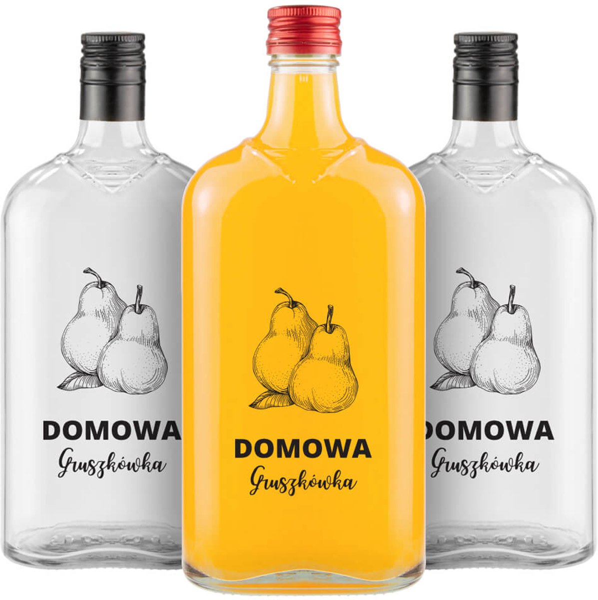 10x Glazen Flessen CLASSIC 500ml met Opdruk 'Homemade Gruszkówka'