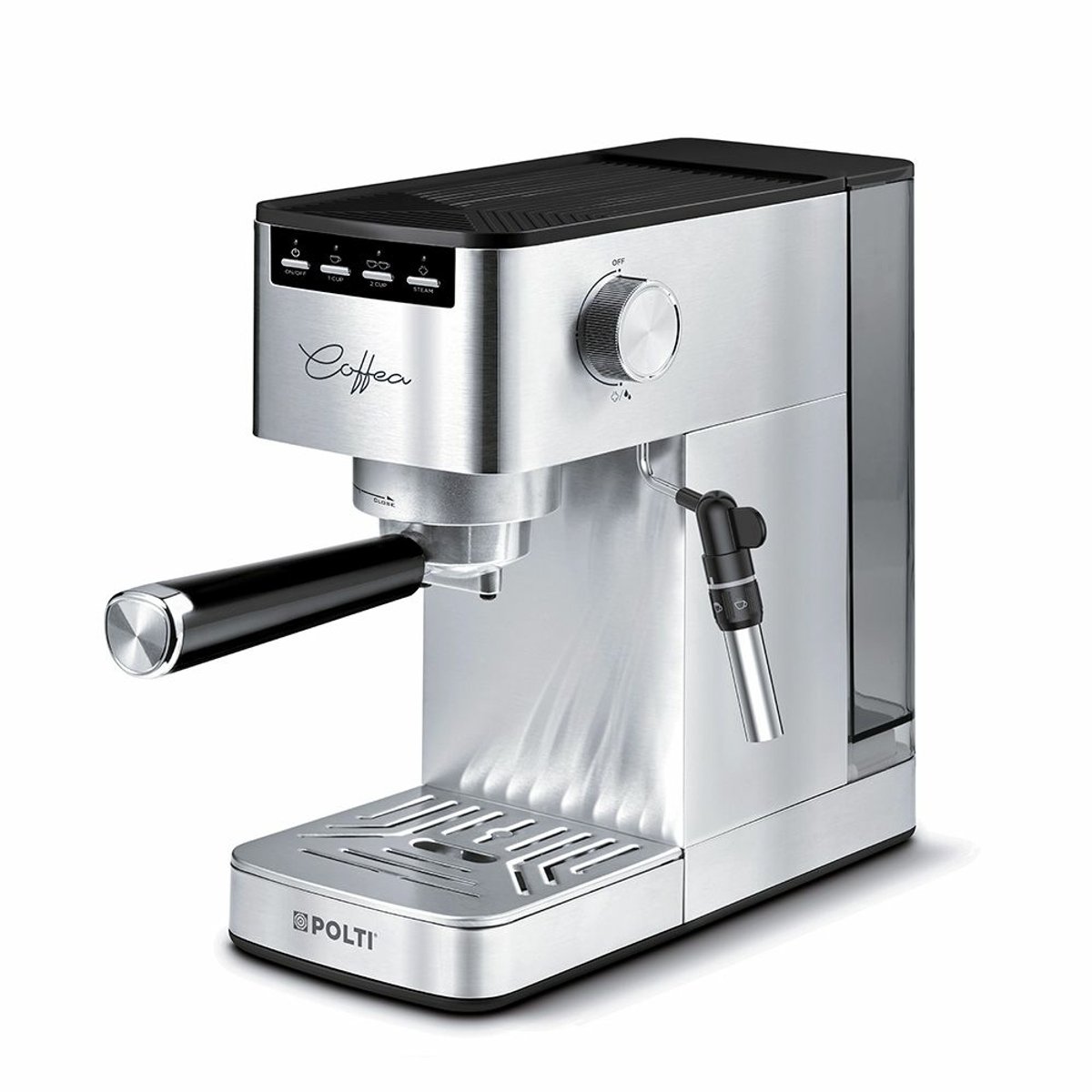 Polti Coffea P10S Espressomachine – Pistonmachine met Stoompijp – 15 bar – 1,3L – RVS