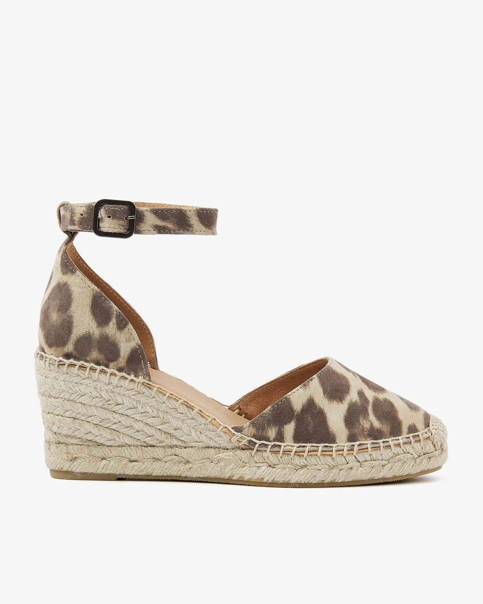 VIA VAI Flora Braid Espadrilles dames - Leer - Luipaardprint - Maat 38