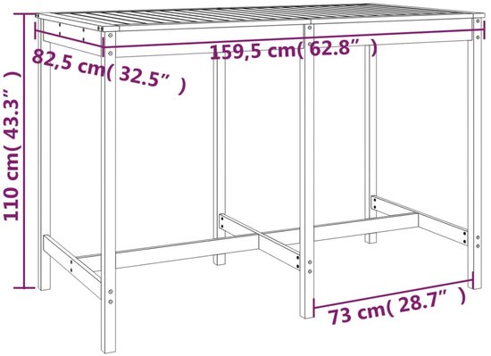Ensemble de bar en bois - Ensemble de bar d'extérieur - Bar de jardin - Mobilier de terrasse - Ensemble de balcon - Bois de pin Massief - Design compact